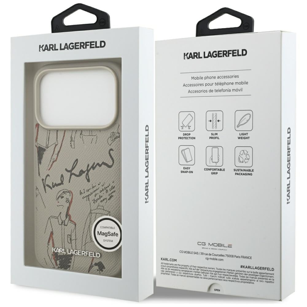 Hoes voor Apple iPhone 17 Pro, Karl Lagerfeld, Grained Pattern Logo, Gri