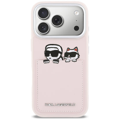 Étui pour Apple iPhone 17 Pro, Karl Lagerfeld, Impression Karl & Choupette avec Poche, Rose