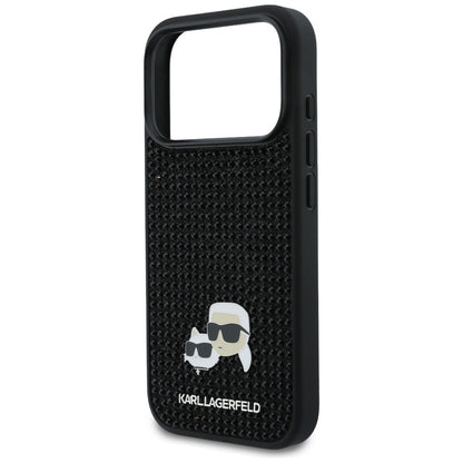 Hülle für Apple iPhone 17 Pro, Karl Lagerfeld, Rhinestone Karl & Choupette Pins, Schwarz