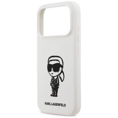 Hoes voor Apple iPhone 17 Pro, Karl Lagerfeld, Sketch en Logo Karl, Wit