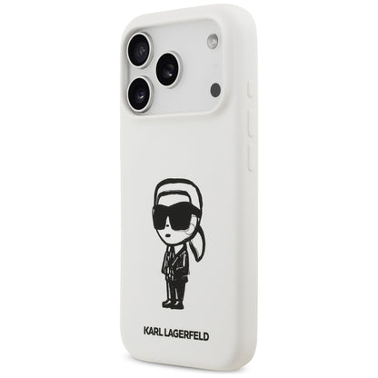 Hoes voor Apple iPhone 17 Pro, Karl Lagerfeld, Sketch en Logo Karl, Wit