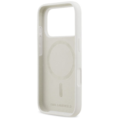 Hoes voor Apple iPhone 17 Pro, Karl Lagerfeld, Sketch en Logo Karl, Wit