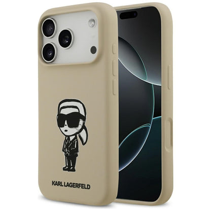 Hoes voor Apple iPhone 17 Pro, Karl Lagerfeld, Sketch and Logo Karl, Bruin