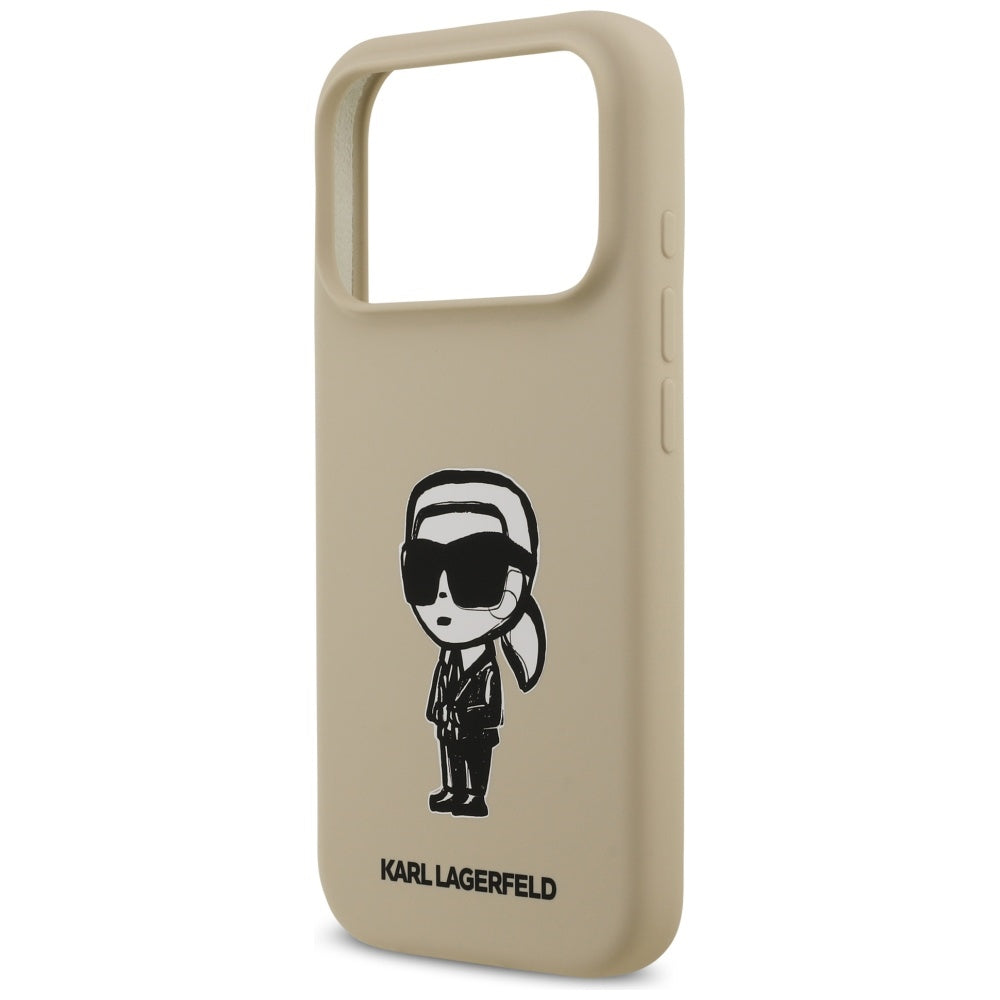Hoes voor Apple iPhone 17 Pro, Karl Lagerfeld, Sketch and Logo Karl, Bruin