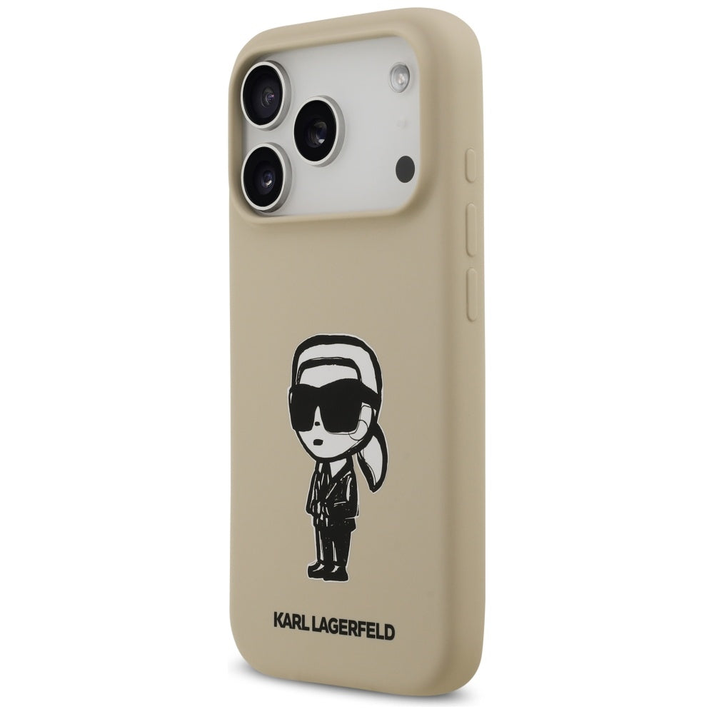Hoes voor Apple iPhone 17 Pro, Karl Lagerfeld, Sketch and Logo Karl, Bruin