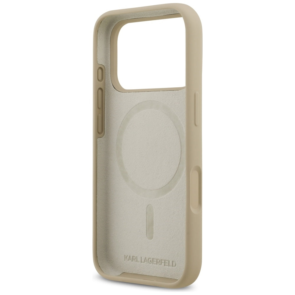 Hoes voor Apple iPhone 17 Pro, Karl Lagerfeld, Sketch and Logo Karl, Bruin