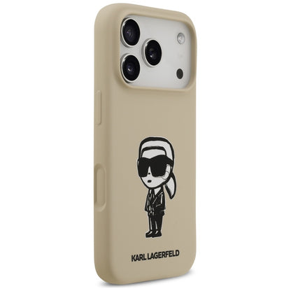 Hoes voor Apple iPhone 17 Pro, Karl Lagerfeld, Sketch and Logo Karl, Bruin