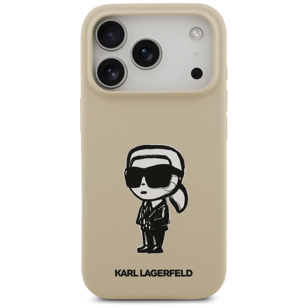 Hoes voor Apple iPhone 17 Pro, Karl Lagerfeld, Sketch and Logo Karl, Bruin