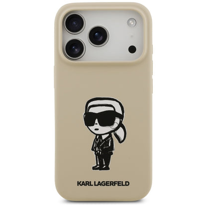 Hoes voor Apple iPhone 17 Pro, Karl Lagerfeld, Sketch and Logo Karl, Bruin