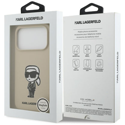 Hoes voor Apple iPhone 17 Pro, Karl Lagerfeld, Sketch and Logo Karl, Bruin