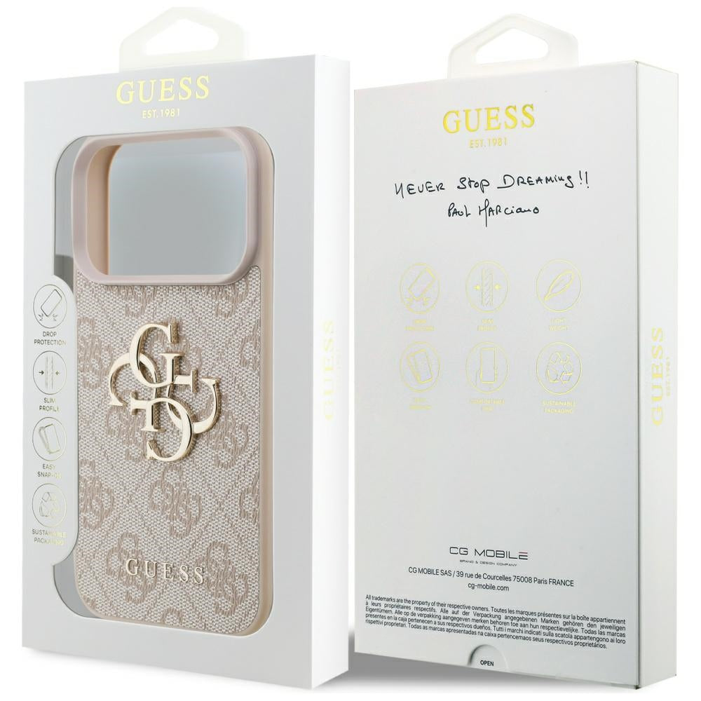 Étui pour Apple iPhone 17 Pro Max, Guess, 4G Big Logo, Rose.