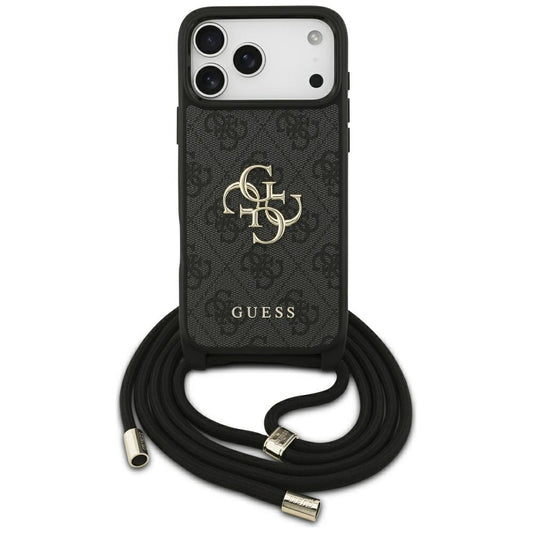 Hoes voor Apple iPhone 17 Pro Max, Guess, 4G CBDY Big Logo met Koordriem, Zwart