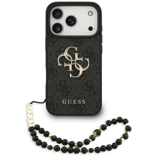 Hoes voor Apple iPhone 17 Pro Max, Guess, 4G Classic Logo met Band, Zwart