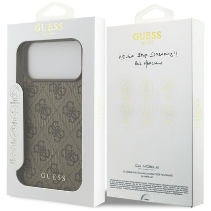 Hülle für Apple iPhone 17 Pro Max, Guess, 4G Classic, Braun