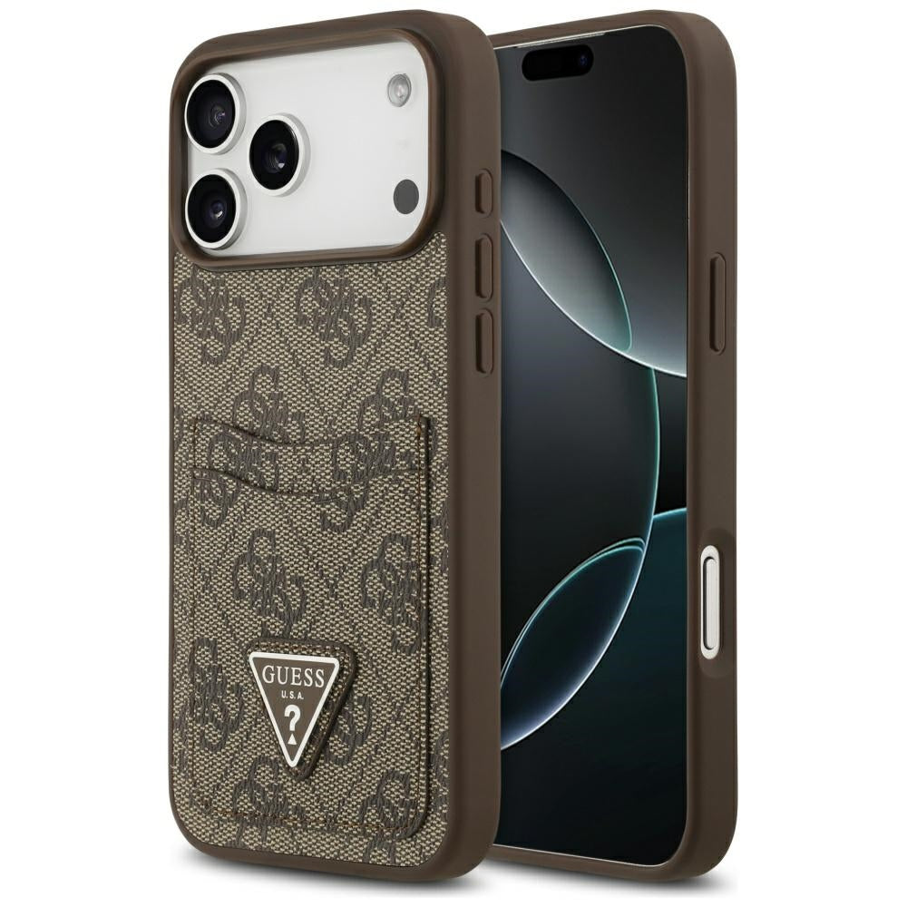 Hülle für Apple iPhone 17 Pro Max, Guess, 4G Double Card Triangle, Braun