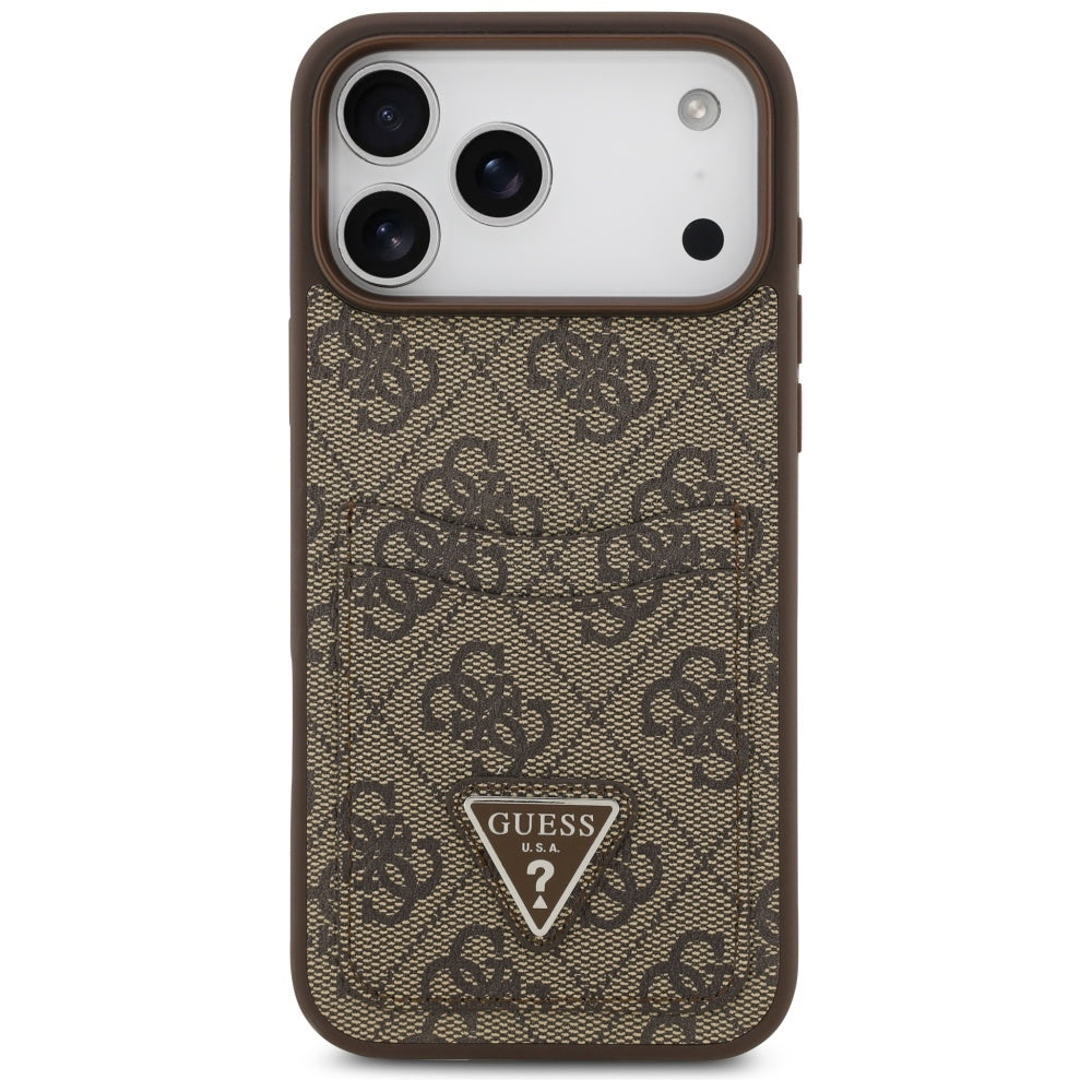 Hülle für Apple iPhone 17 Pro Max, Guess, 4G Double Card Triangle, Braun