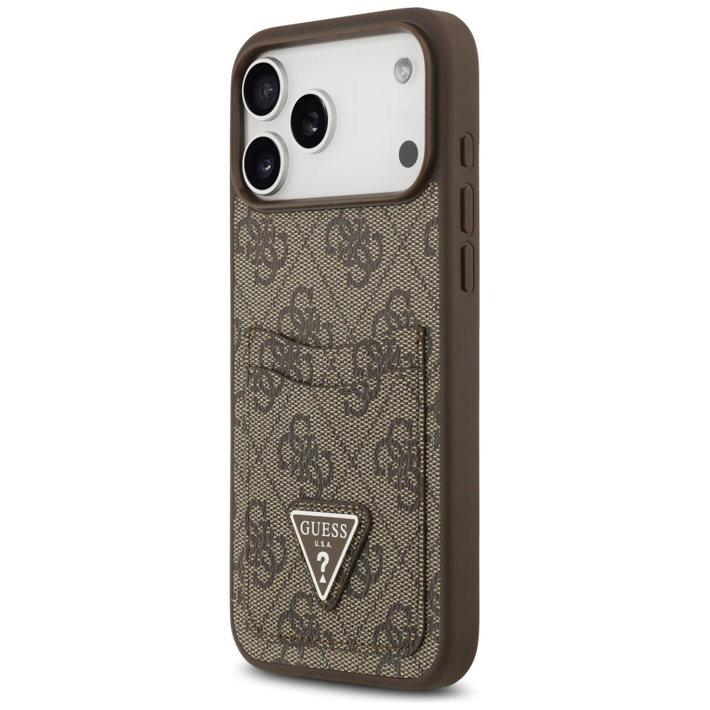 Hülle für Apple iPhone 17 Pro Max, Guess, 4G Double Card Triangle, Braun
