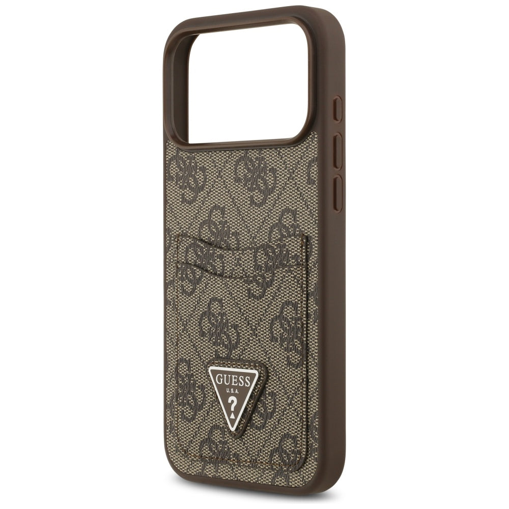 Hülle für Apple iPhone 17 Pro Max, Guess, 4G Double Card Triangle, Braun