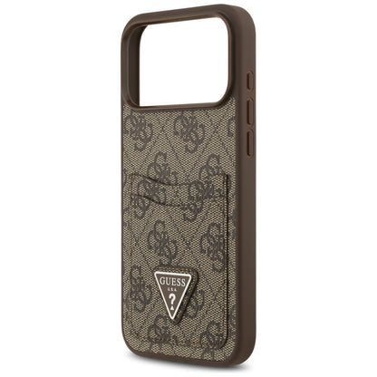 Hülle für Apple iPhone 17 Pro Max, Guess, 4G Double Card Triangle, Braun