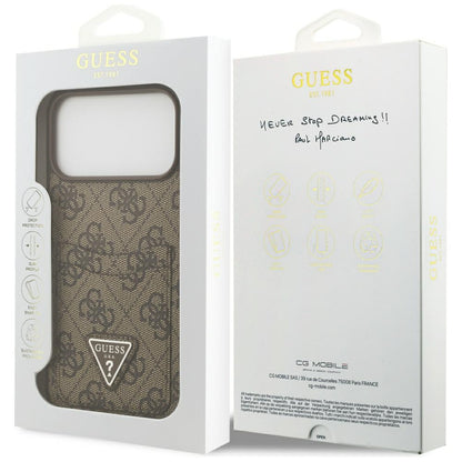 Hülle für Apple iPhone 17 Pro Max, Guess, 4G Double Card Triangle, Braun
