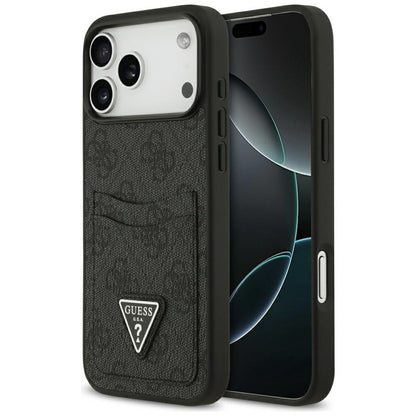 Hoes voor Apple iPhone 17 Pro Max, Guess, 4G Double Card Triangle, Zwart