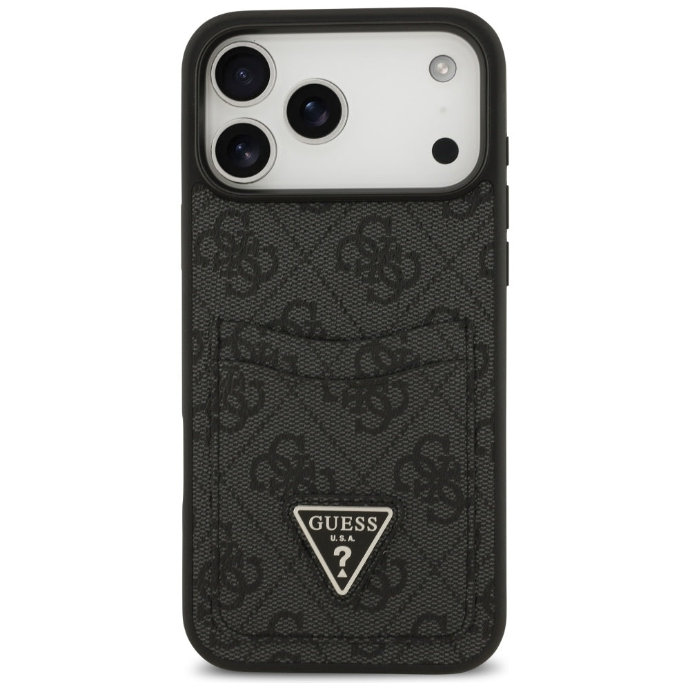 Hoes voor Apple iPhone 17 Pro Max, Guess, 4G Double Card Triangle, Zwart