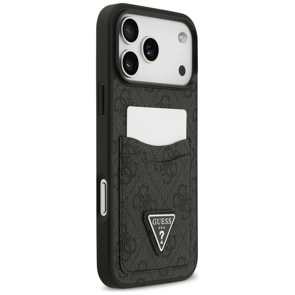 Hoes voor Apple iPhone 17 Pro Max, Guess, 4G Double Card Triangle, Zwart