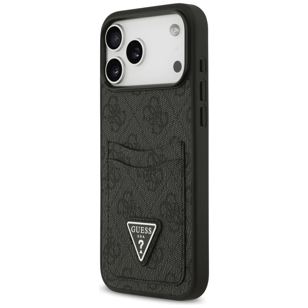Hoes voor Apple iPhone 17 Pro Max, Guess, 4G Double Card Triangle, Zwart