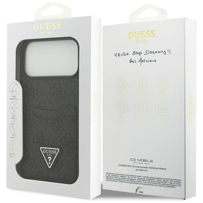 Hoes voor Apple iPhone 17 Pro Max, Guess, 4G Double Card Triangle, Zwart