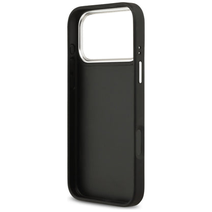 Hülle für Apple iPhone 17 Pro Max, Guess, 4G Grained Big and Classic Logo, Schwarz Silbern