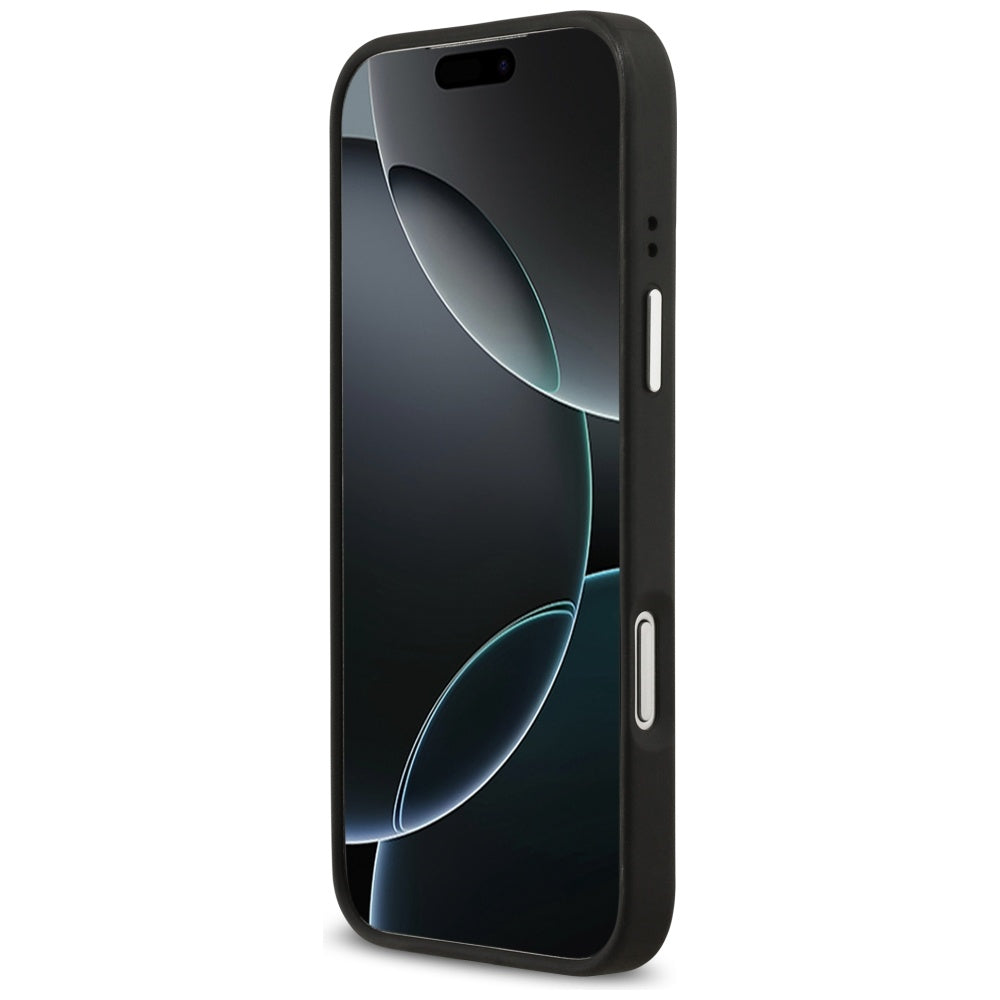 Hülle für Apple iPhone 17 Pro Max, Guess, 4G Grained Big and Classic Logo, Schwarz Silbern