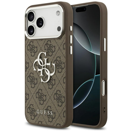 Étui pour Apple iPhone 17 Pro Max, Guess, Big 4G Logo Classic, Marron Argenté