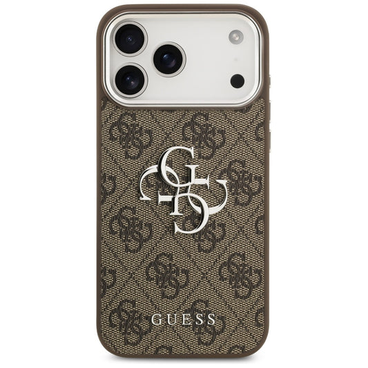 Étui pour Apple iPhone 17 Pro Max, Guess, Big 4G Logo Classic, Marron Argenté