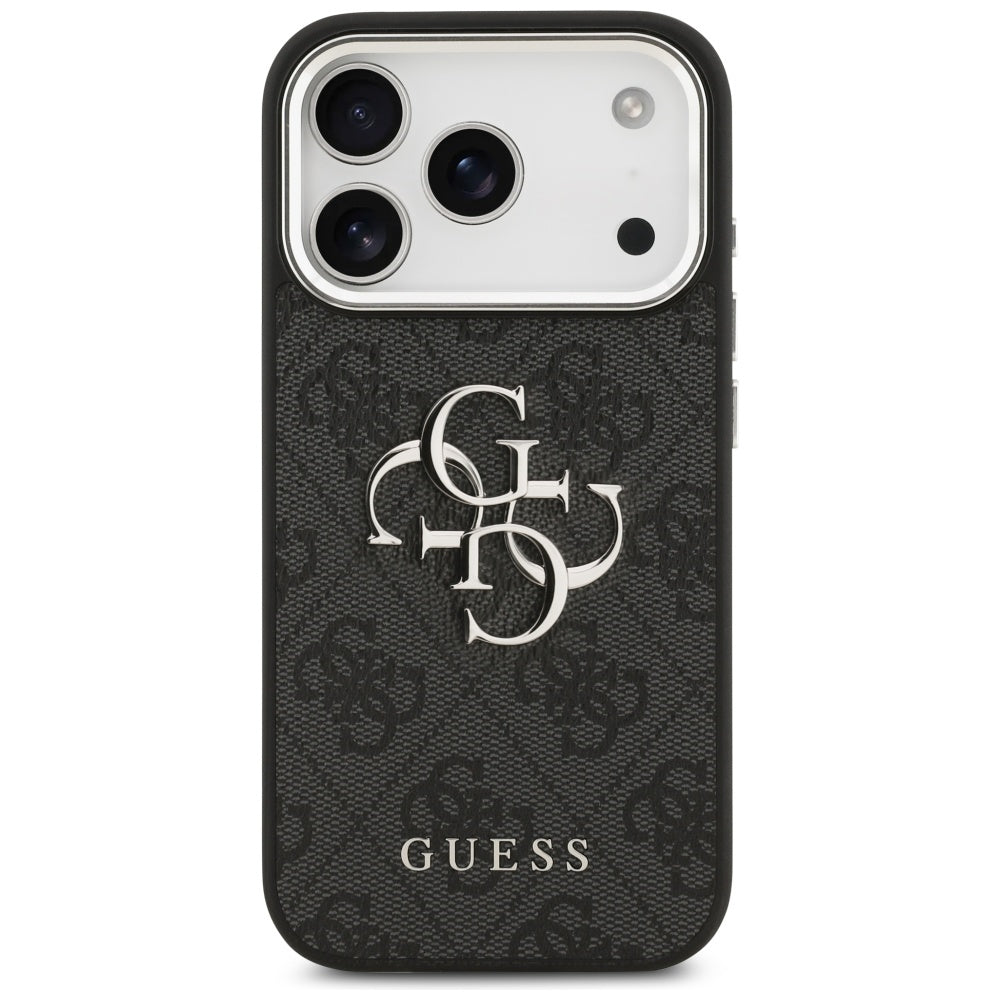 Hoes voor Apple iPhone 17 Pro Max, Guess, Big 4G Logo Classic, Zwart Zilver