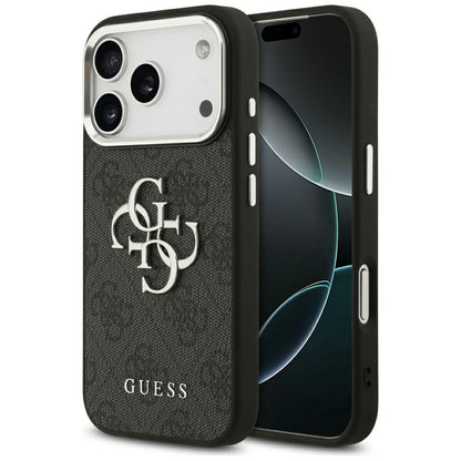 Hoes voor Apple iPhone 17 Pro Max, Guess, Big 4G Logo Classic, Zwart Zilver