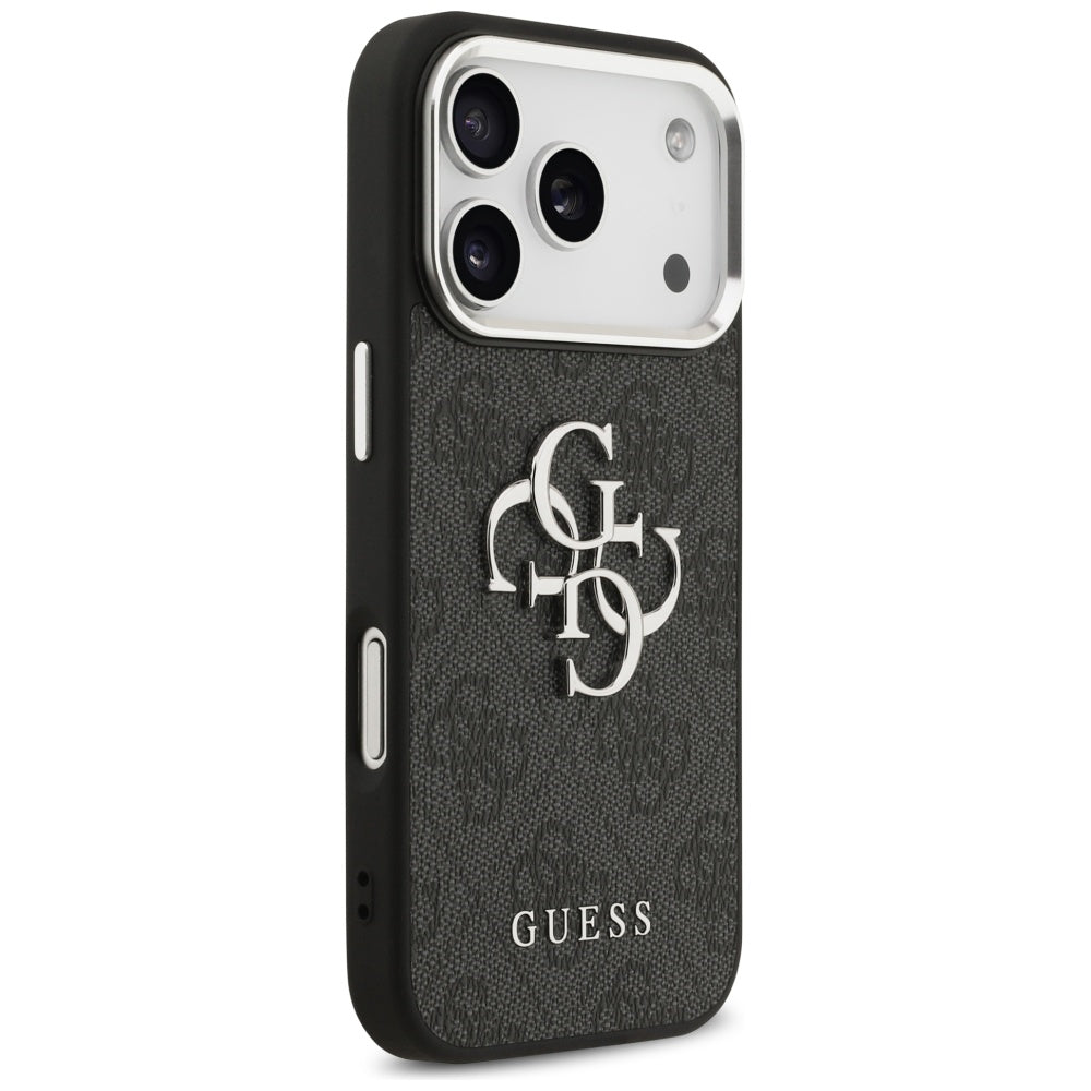 Hoes voor Apple iPhone 17 Pro Max, Guess, Big 4G Logo Classic, Zwart Zilver