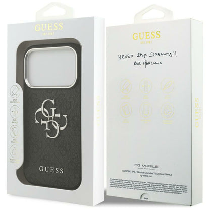 Hoes voor Apple iPhone 17 Pro Max, Guess, Big 4G Logo Classic, Zwart Zilver