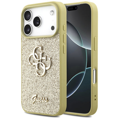 Étui pour Apple iPhone 17 Pro Max, Guess, Fixed Glitter Big 4G, Doré