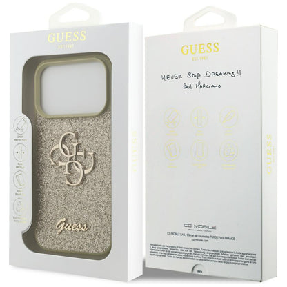 Étui pour Apple iPhone 17 Pro Max, Guess, Fixed Glitter Big 4G, Doré
