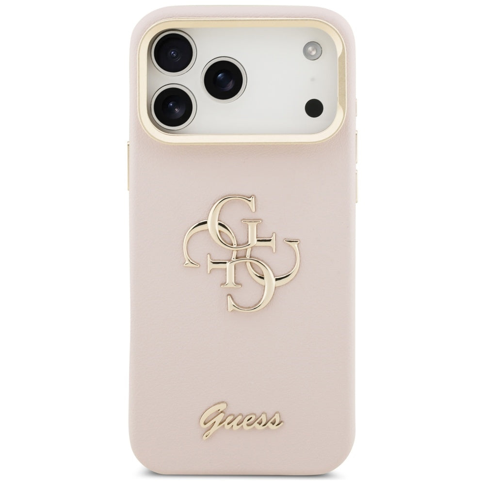 Hoes voor Apple iPhone 17 Pro Max, Guess, Grained Big 4G Stand Camera, Roze