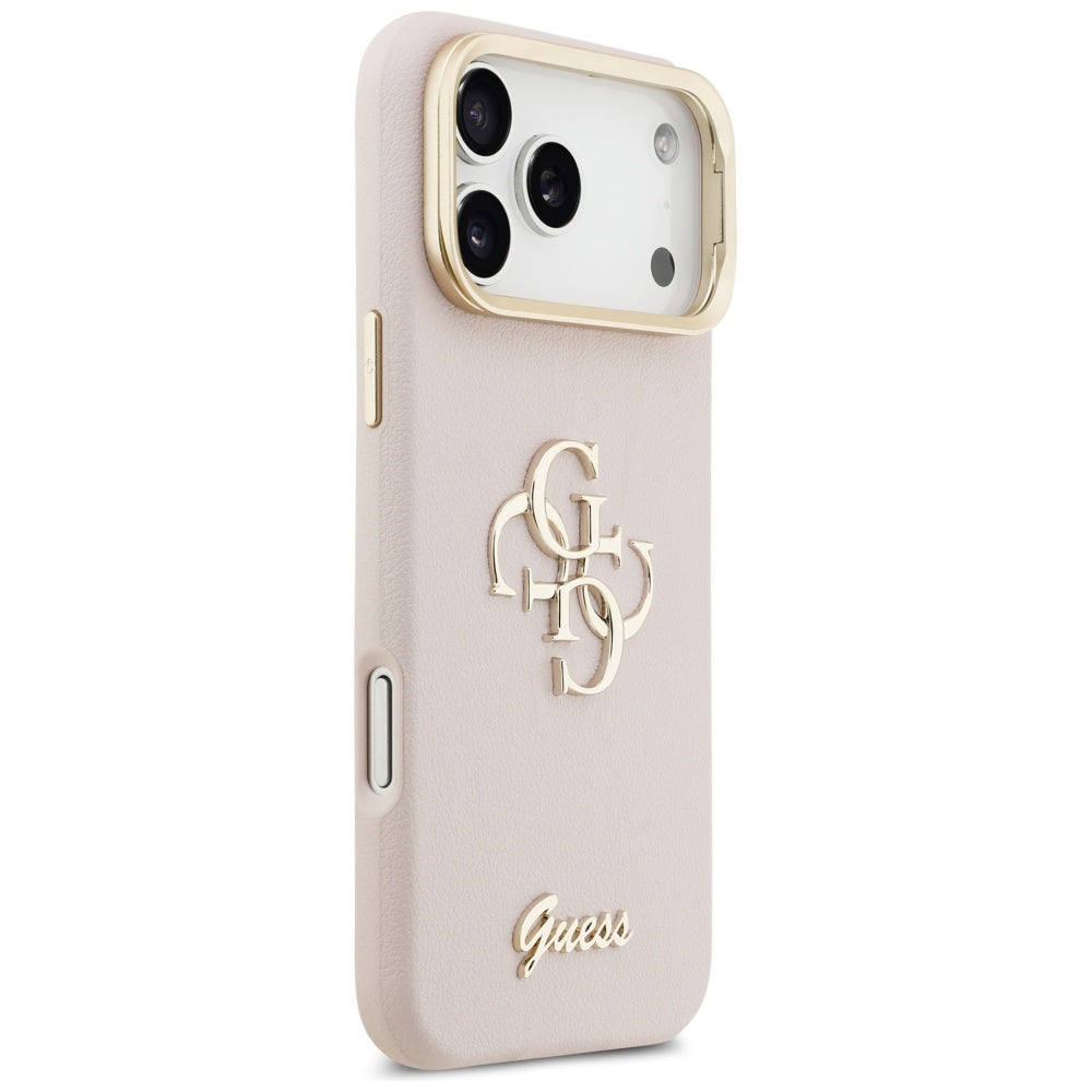 Hoes voor Apple iPhone 17 Pro Max, Guess, Grained Big 4G Stand Camera, Roze