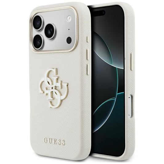 Hoes voor Apple iPhone 17 Pro Max, Guess, Resin Logo, Beige