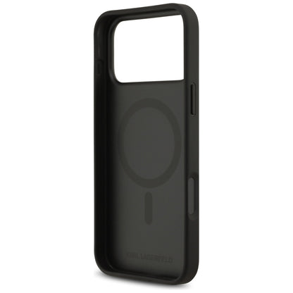 Hülle für Apple iPhone 17 Pro Max, Karl Lagerfeld, Grained Pattern Logo, Schwarz