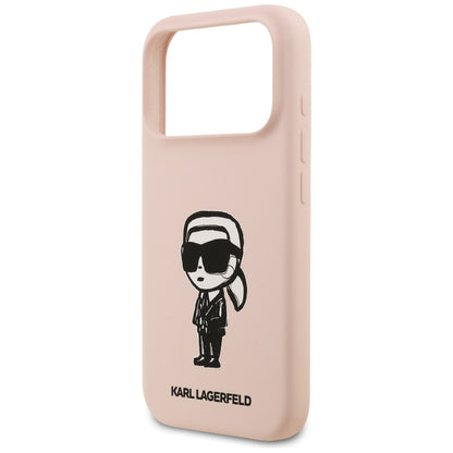 Coque pour Apple iPhone 17 Pro Max, Karl Lagerfeld, Sketch et Logo Karl, Rose