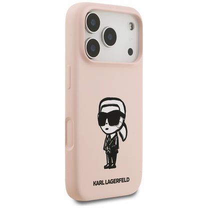 Coque pour Apple iPhone 17 Pro Max, Karl Lagerfeld, Sketch et Logo Karl, Rose