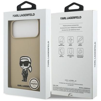 Étui pour Apple iPhone 17 Pro Max, Karl Lagerfeld, Sketch and Logo Karl, Marron