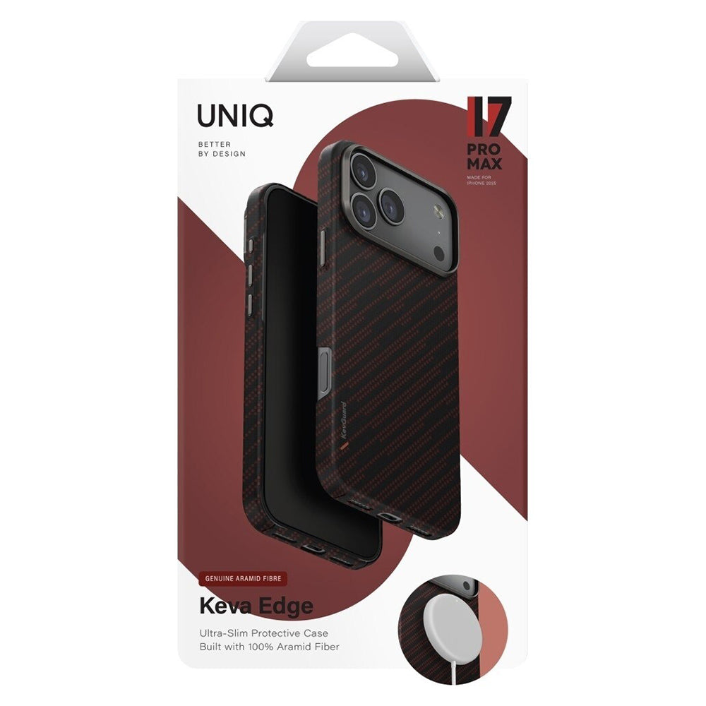 MagSafe Hülle für Apple iPhone 17 Pro Max, UNIQ, Keva MagClick, Schwarz Rot