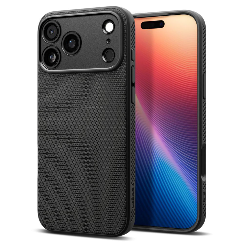 Hoes voor Apple iPhone 17 Pro, Spigen, Liquid Air, Mat Zwart