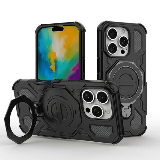 Hoes voor Apple iPhone 17 Pro, Techsuit, Carbon Shield Pro, Zwart