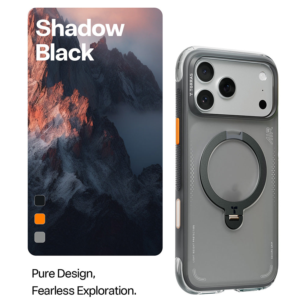 Hülle für Apple iPhone 17 Pro, Torras, Ostand Spin Air, Grau